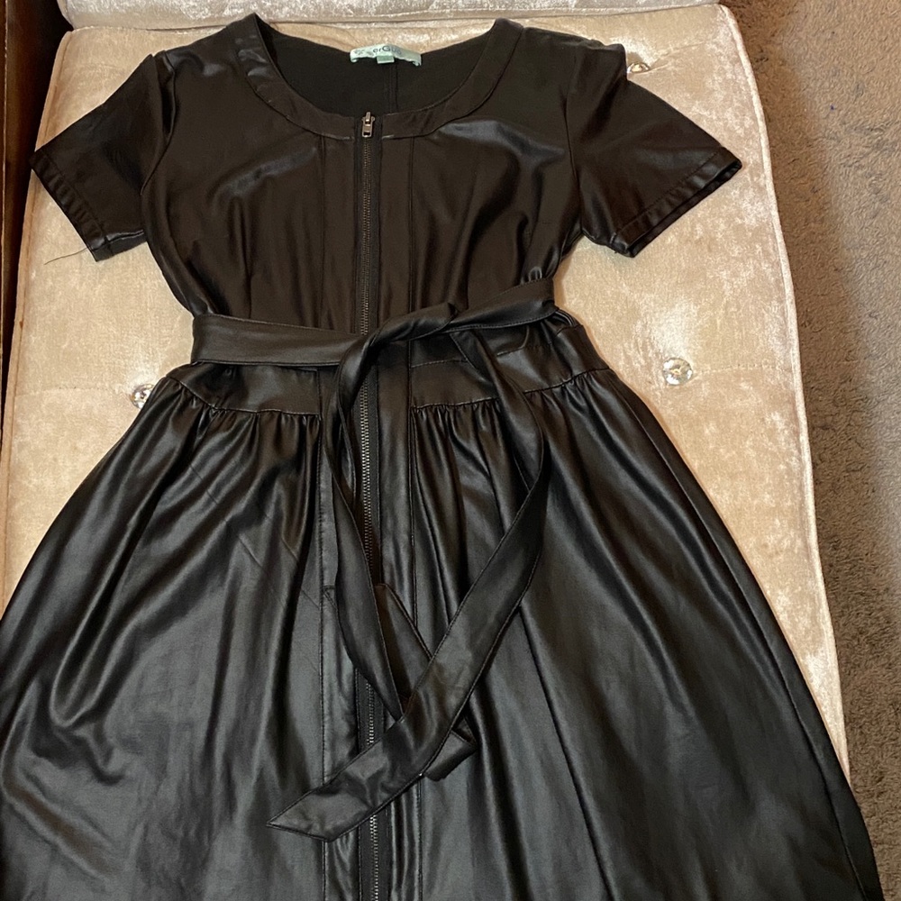 Black faux Mini skater dress
